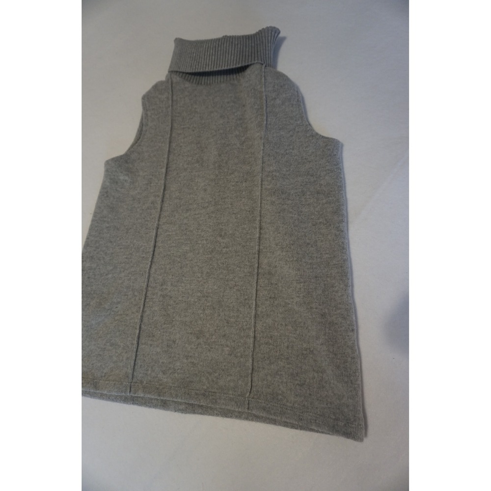 Heather Gray Sleeveless Turtleneck Sweater Shell Knit Top